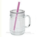 16oz double wall clear glass mason jar with lid and straw for juice